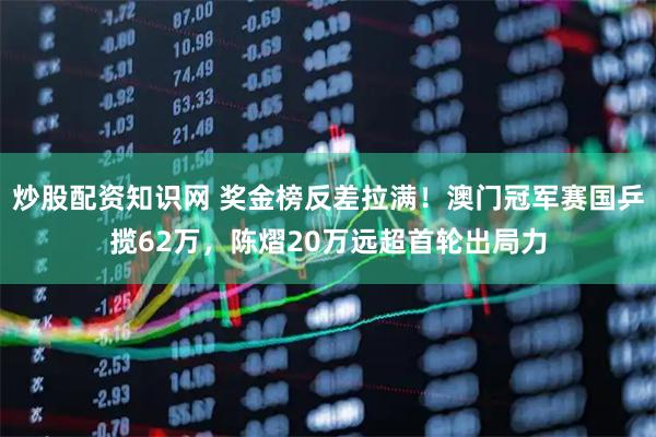 炒股配资知识网 奖金榜反差拉满！澳门冠军赛国乒揽62万，陈熠20万远超首轮出局力